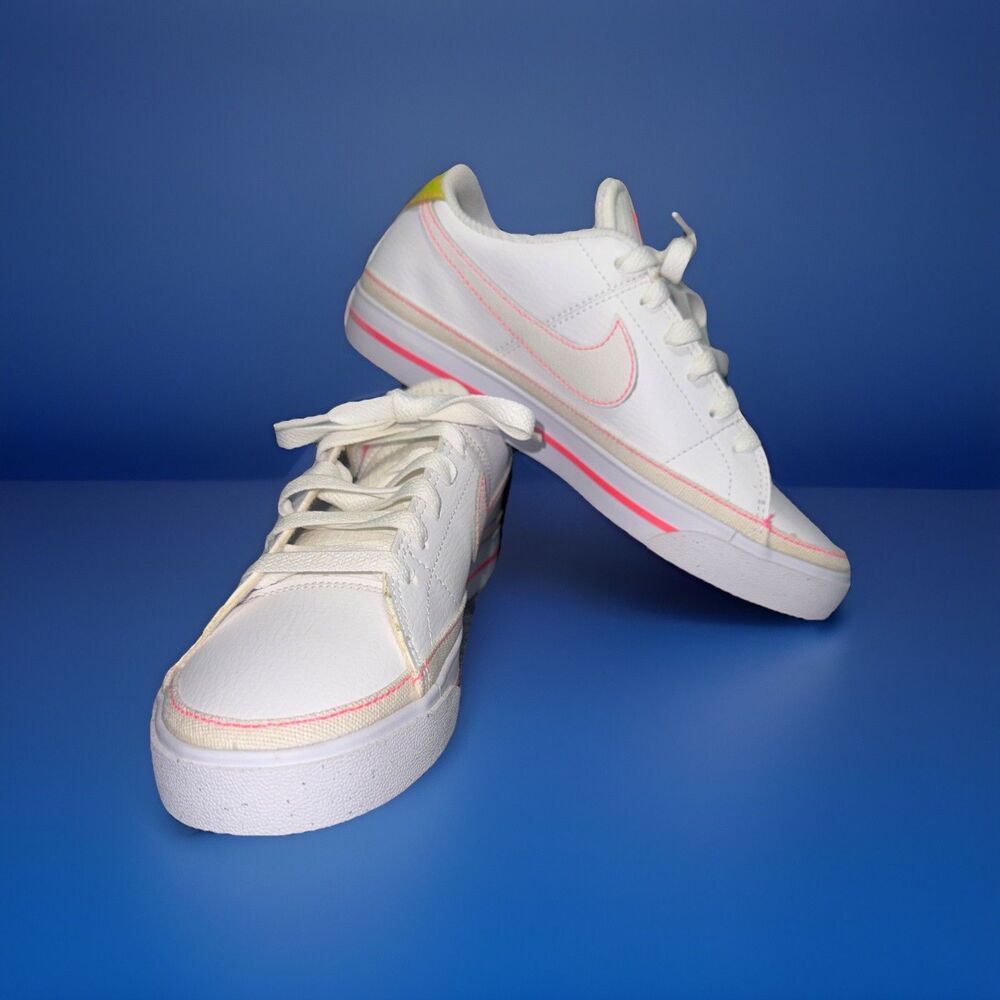 Women Nike Court Legacy Next Nature Pink Hot Punch Contrast Sz 7 FJ4568-100